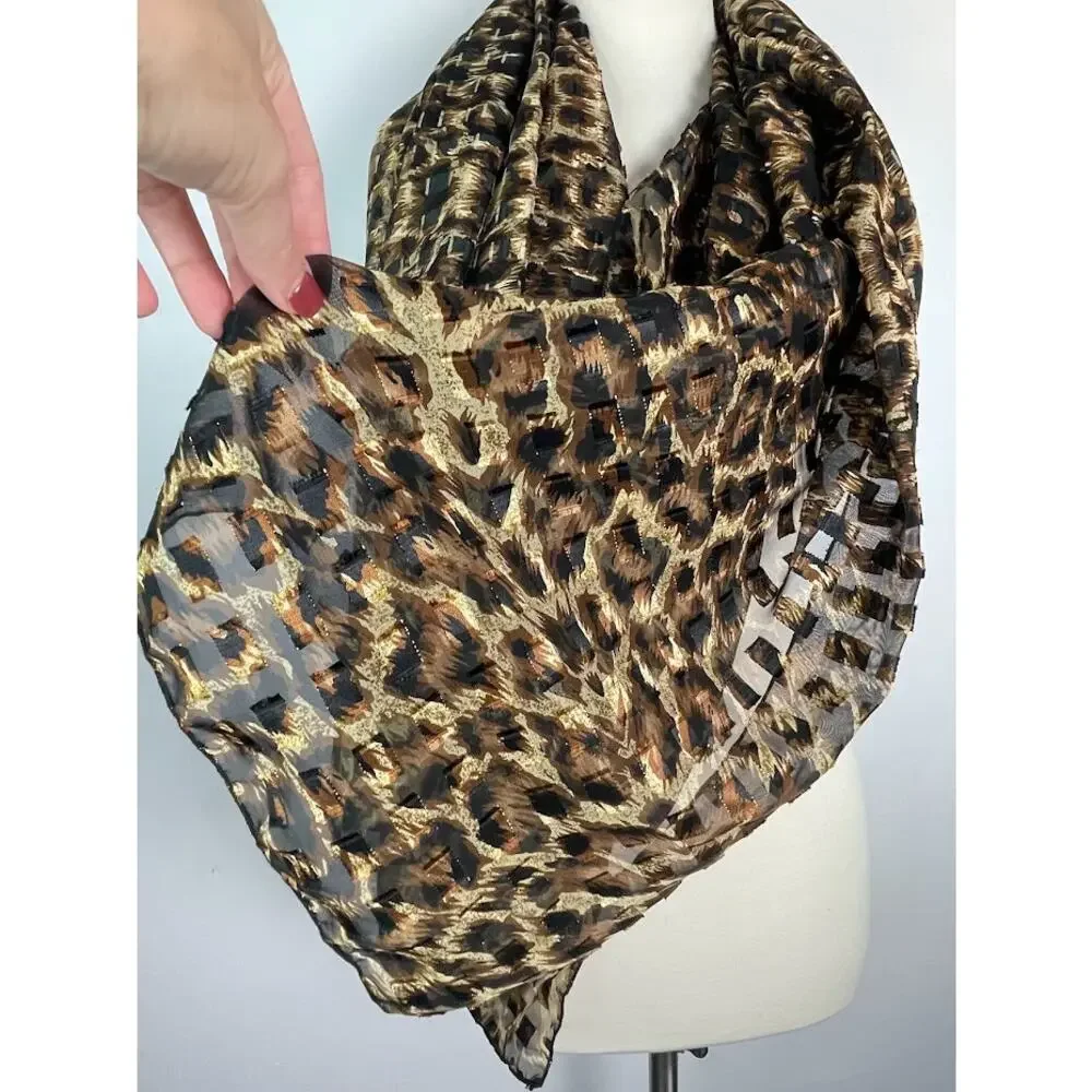 Oversized Leopard Print Scarf Large Animal Print Light Weight Wrap Classic Shawl